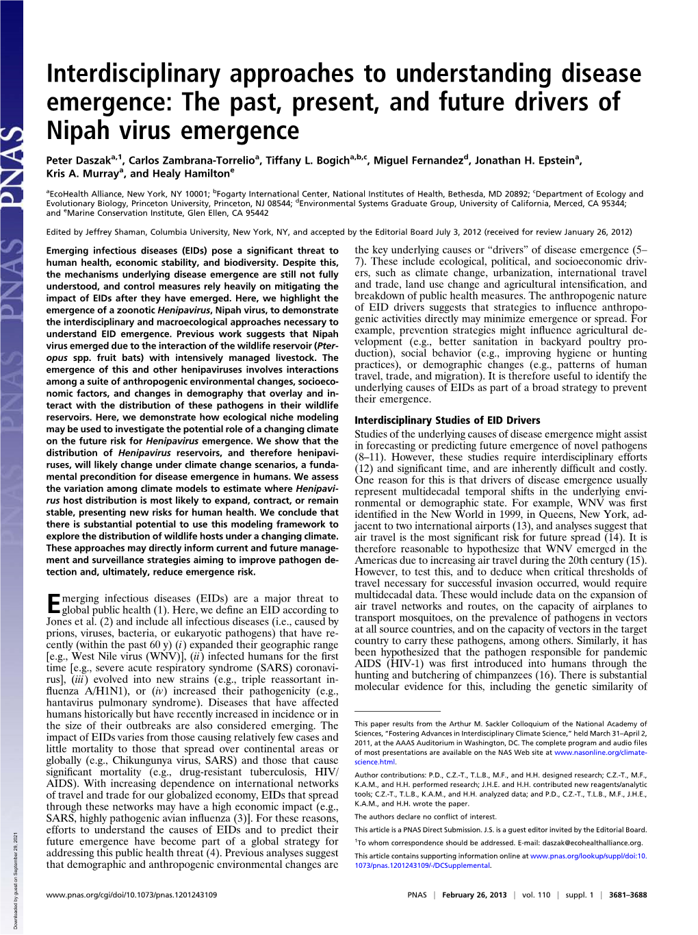 The Past, Present, and Future Drivers of Nipah Virus Emergence