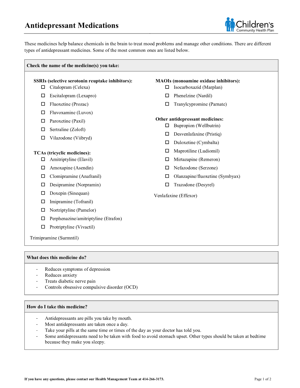 Antidepressant Medications