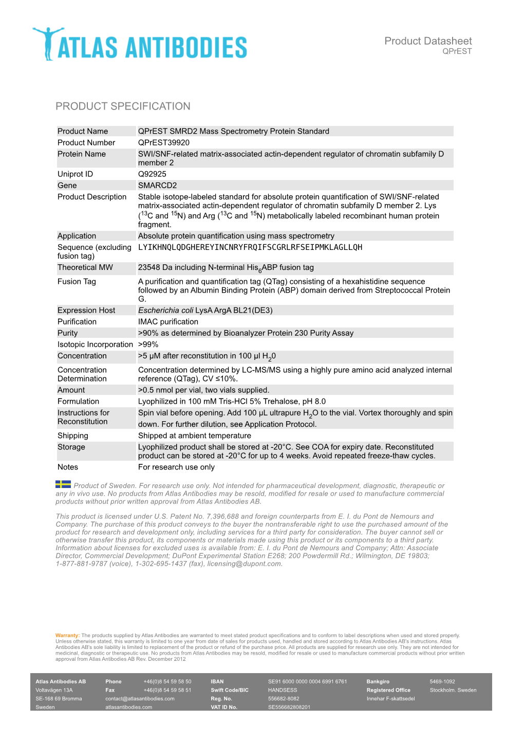 Product Datasheet Qprest