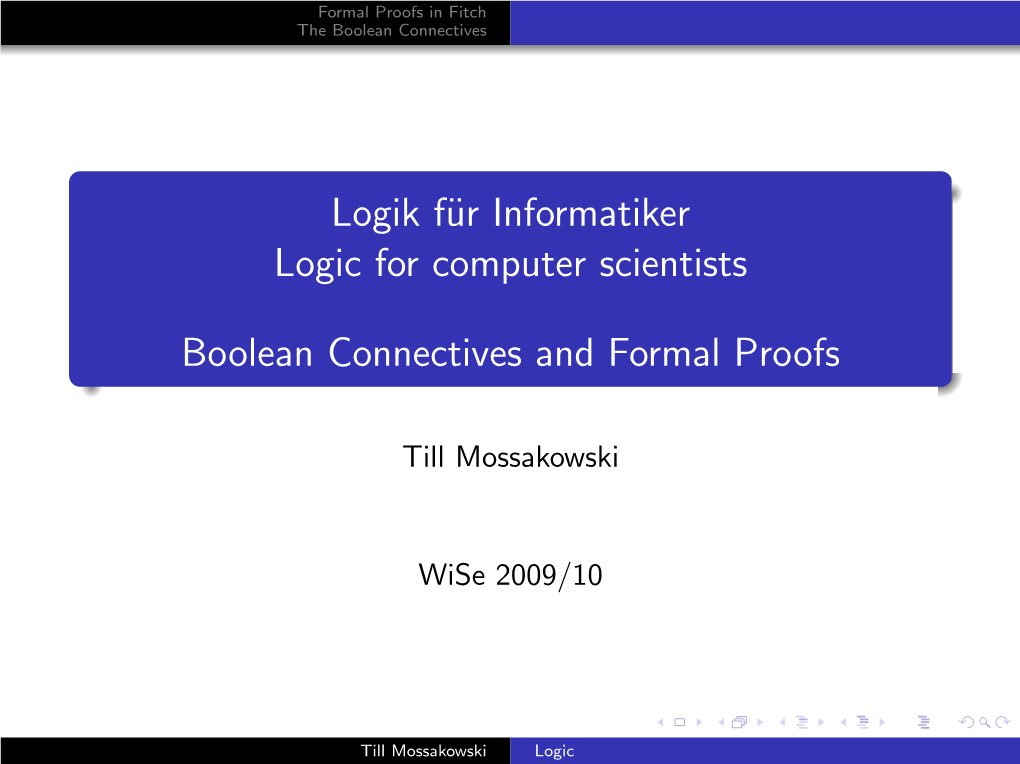 Boolean Connectives and Formal Proofs