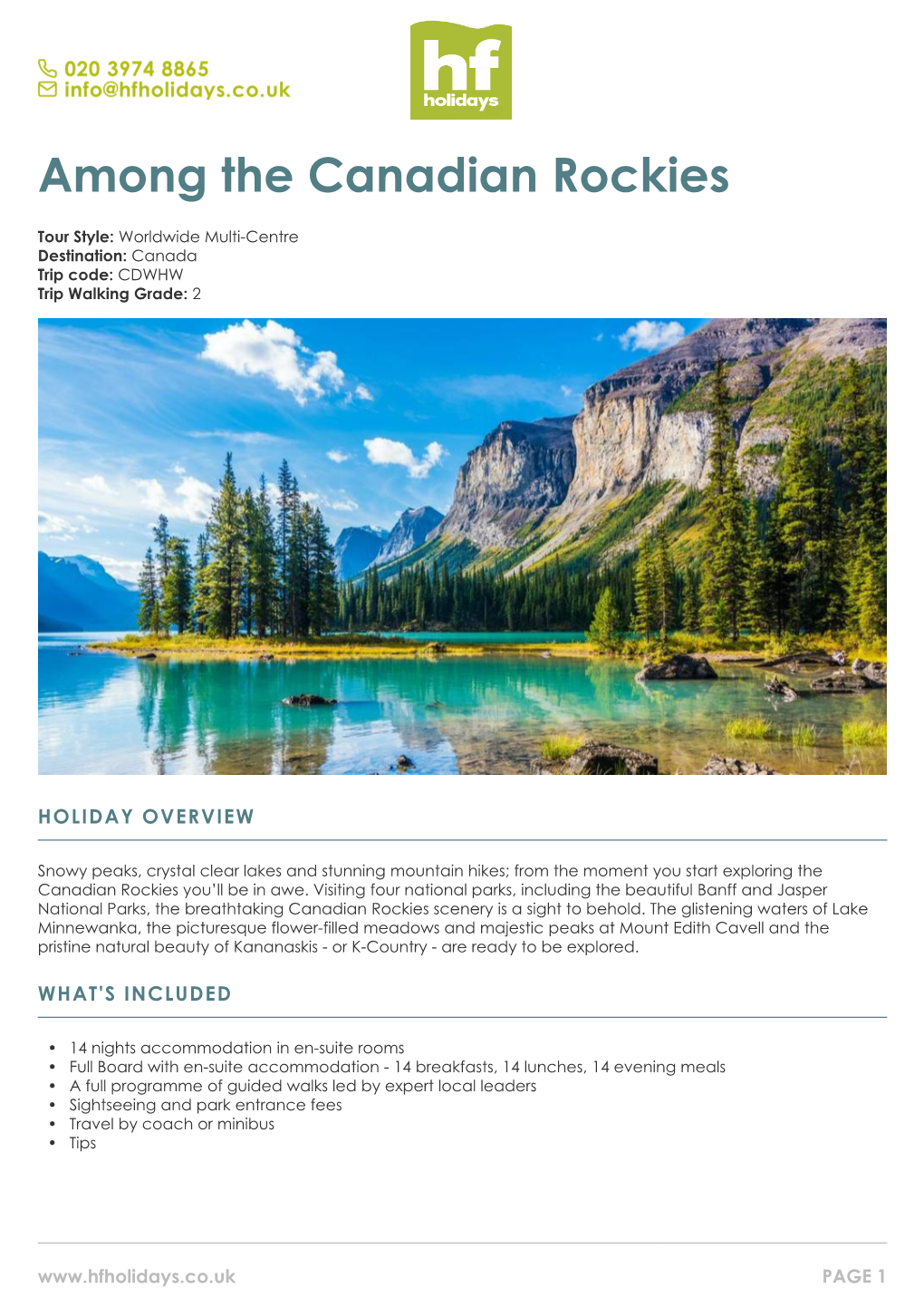 Canadian Rockies Guided Walking Holiday