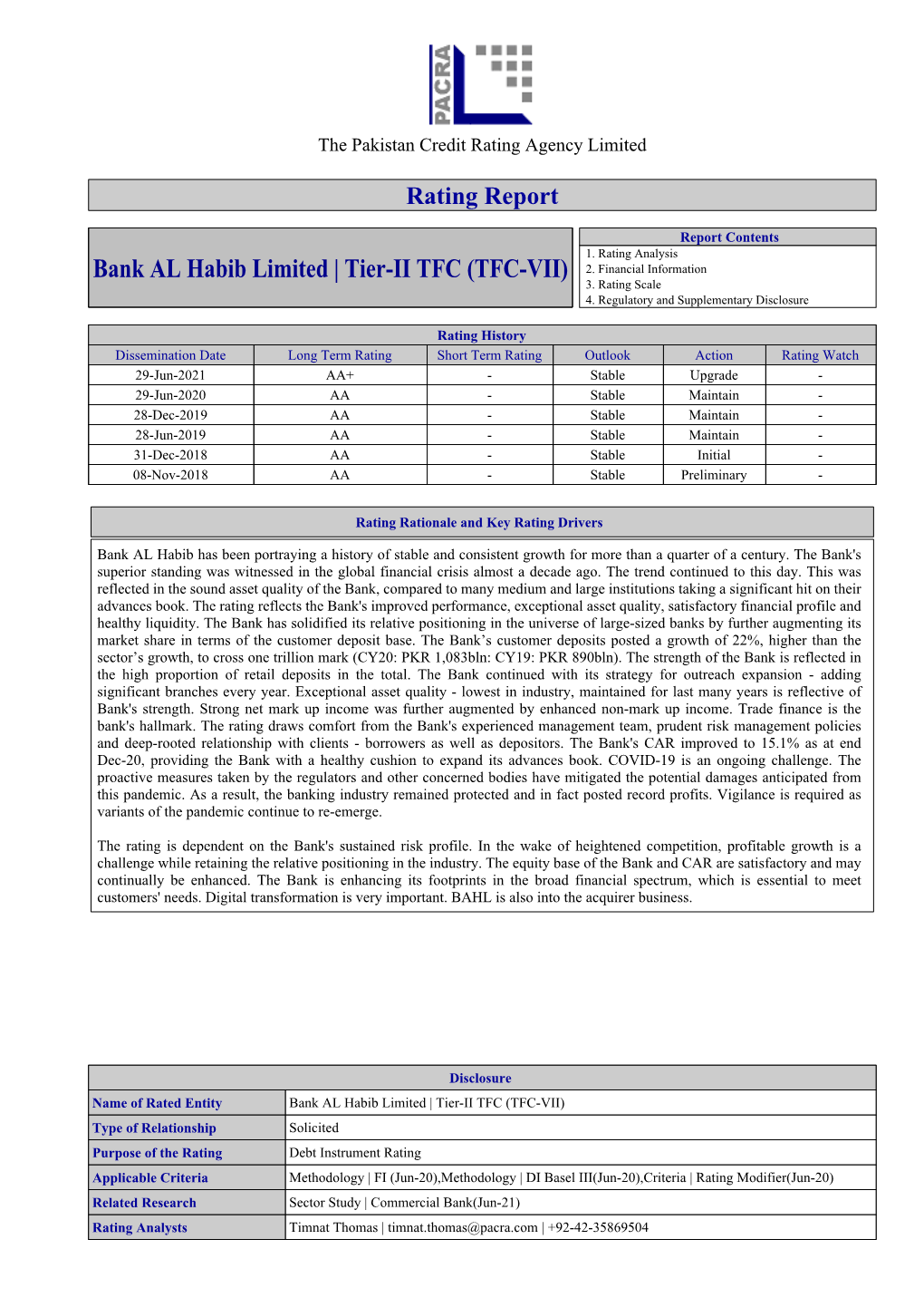 Bank AL Habib Limited | Tier-II TFC (TFC-VII) 2