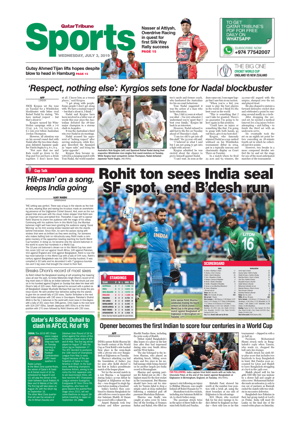 Rohit Ton Sees India Seal SF Spot, End B'desh