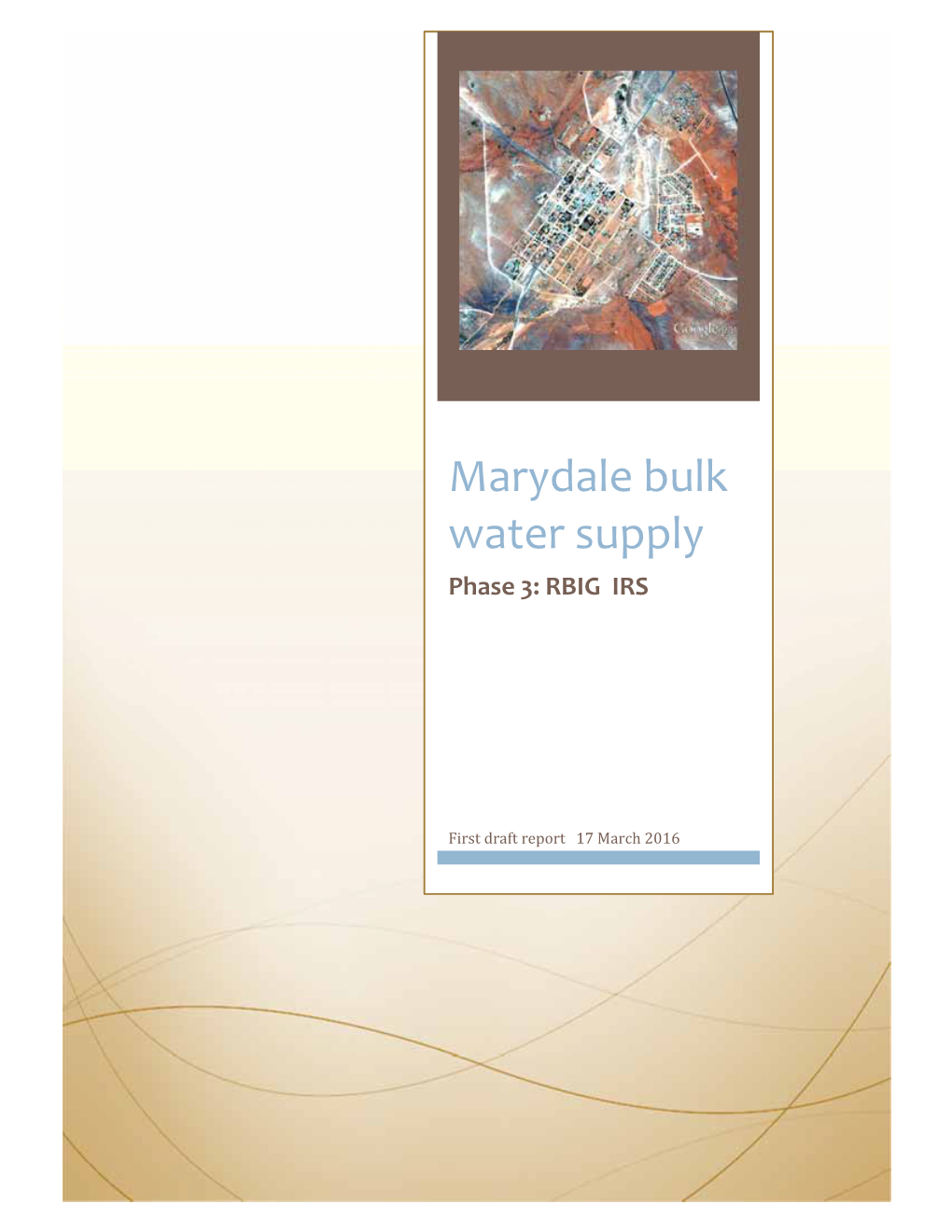 Marydale Bulk Water Supply Phase 3: RBIG IRS