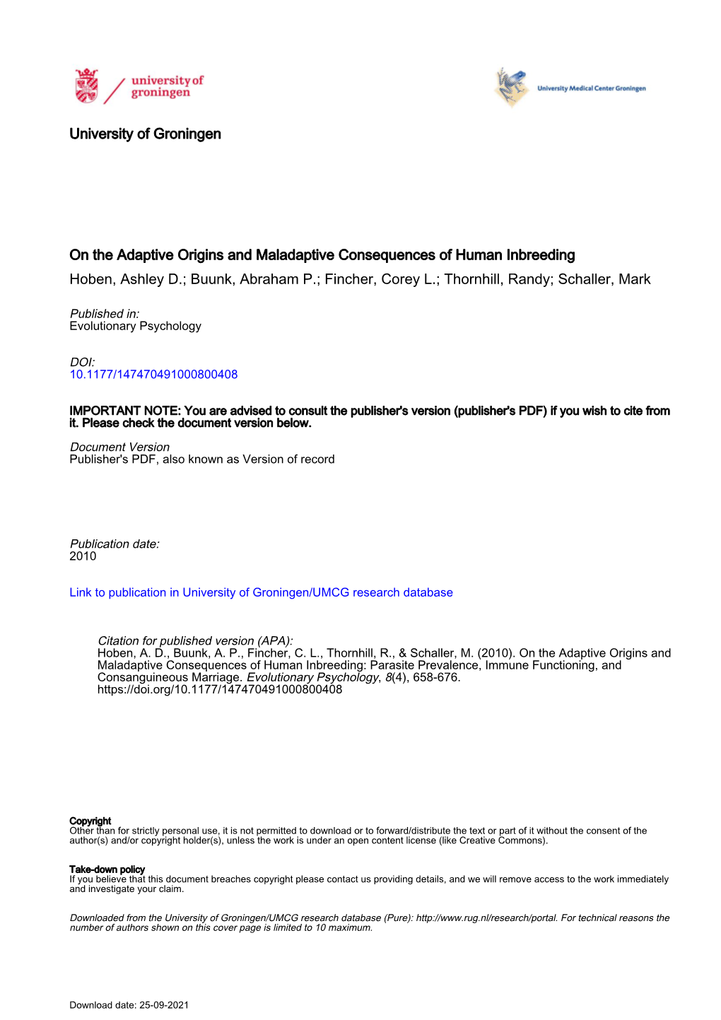 Parasite Prevalence, Immune Functioning, and Consanguineous Marriage