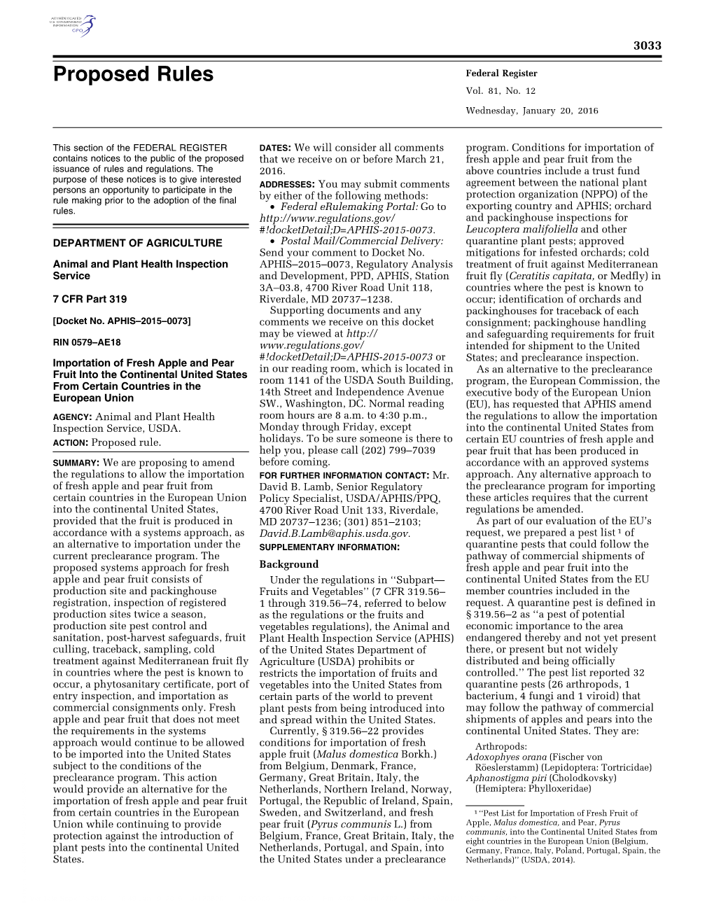 Proposed Rules Federal Register Vol