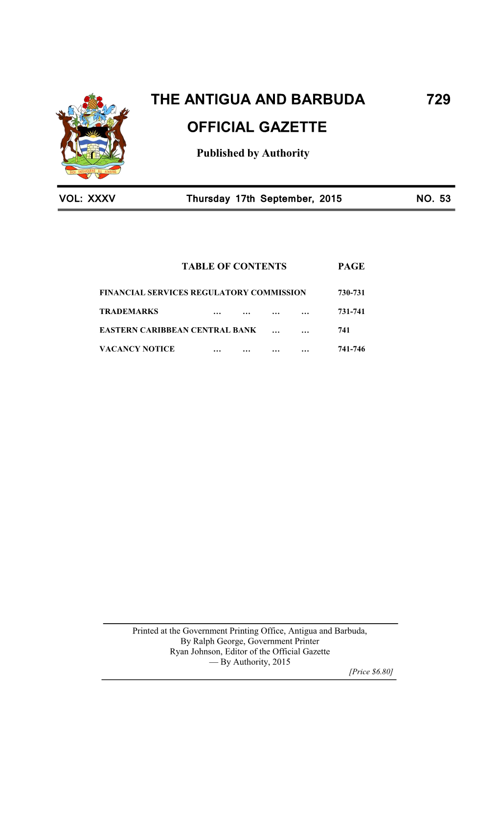 The Antigua and Barbuda Official Gazette