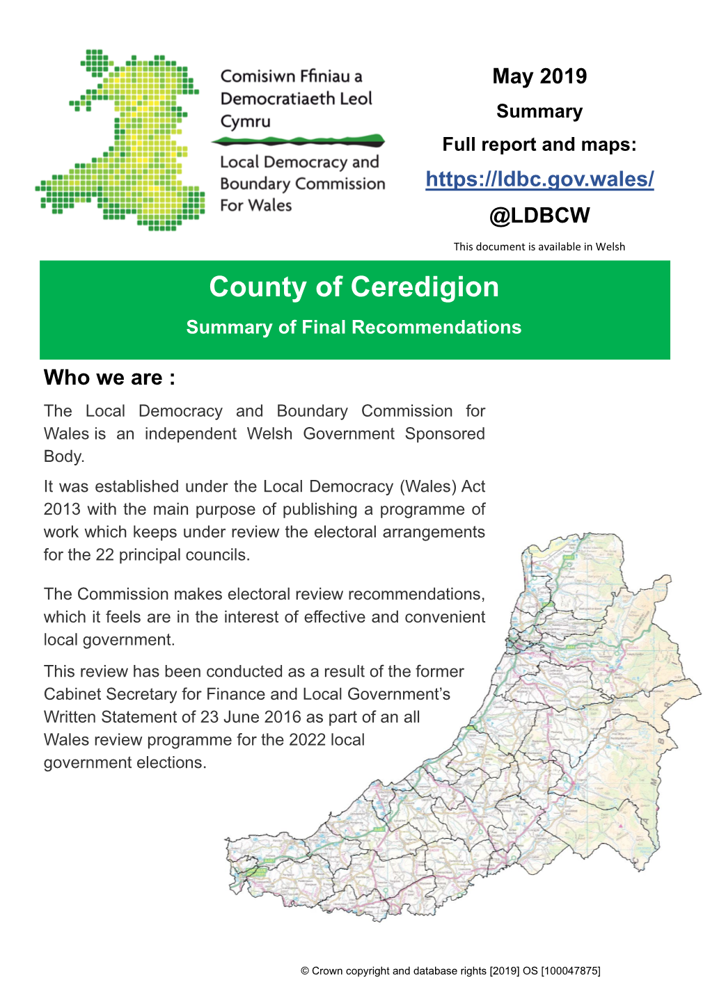 Ceredigion Summary of Recommendations