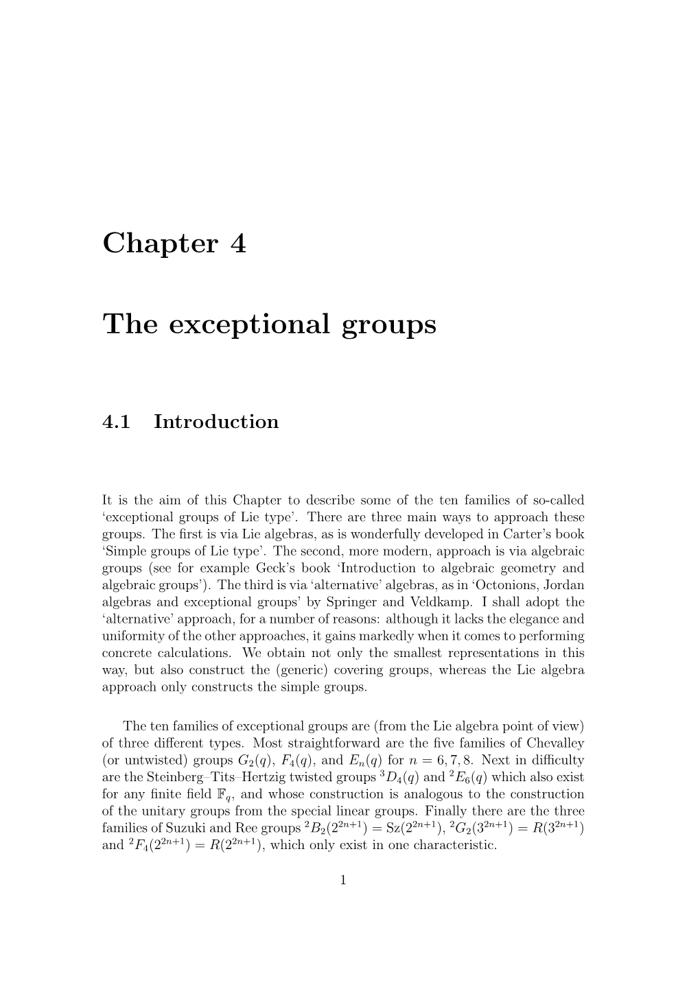 Chapter 4 the Exceptional Groups