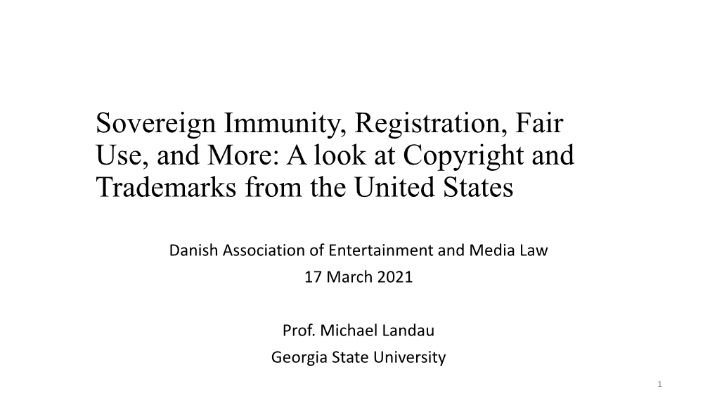 Sovereign Immunity, Registration, Fair Use, and More: a Look at Copyright and Trademarks from the United States