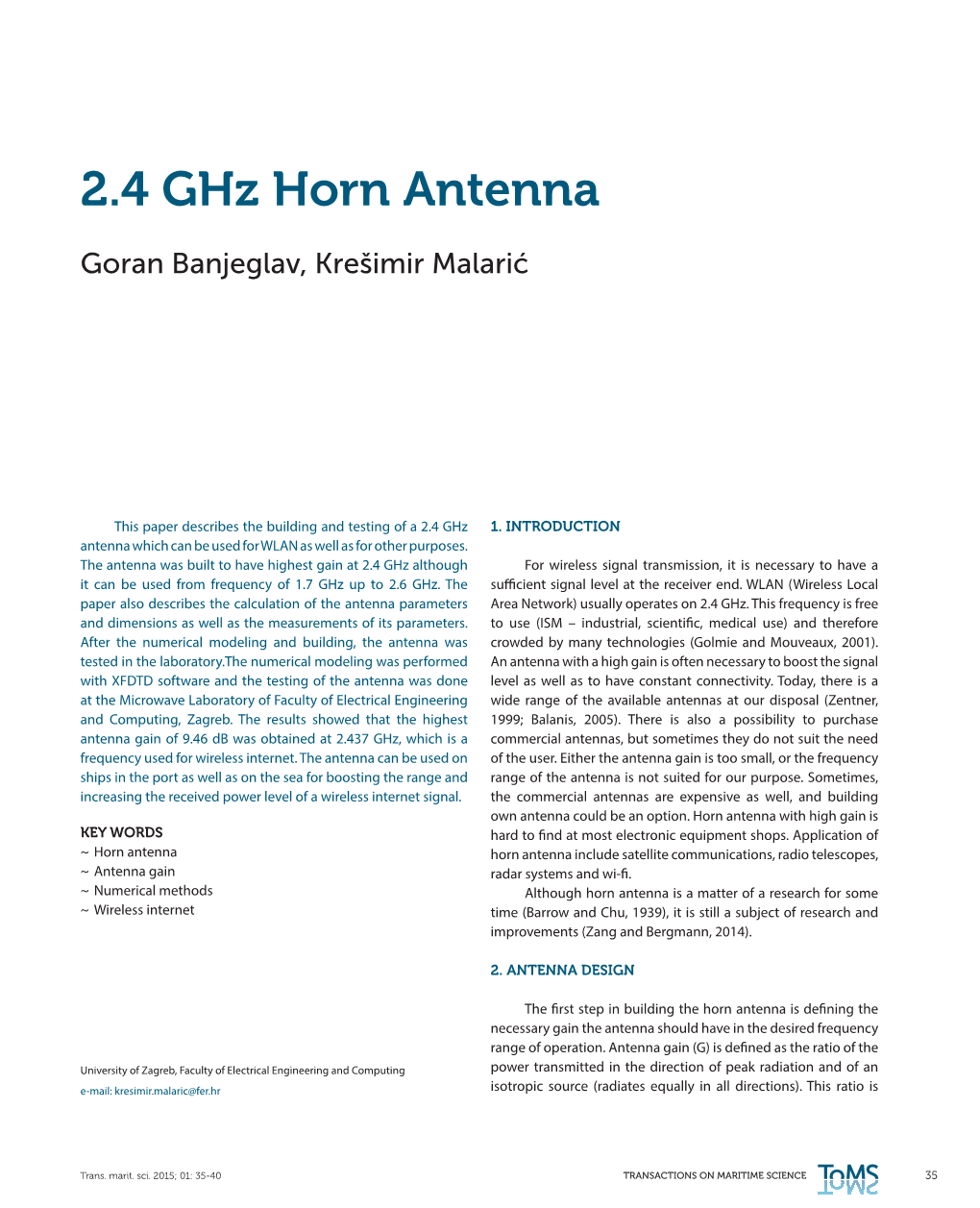 2.4 Ghz Horn Antenna