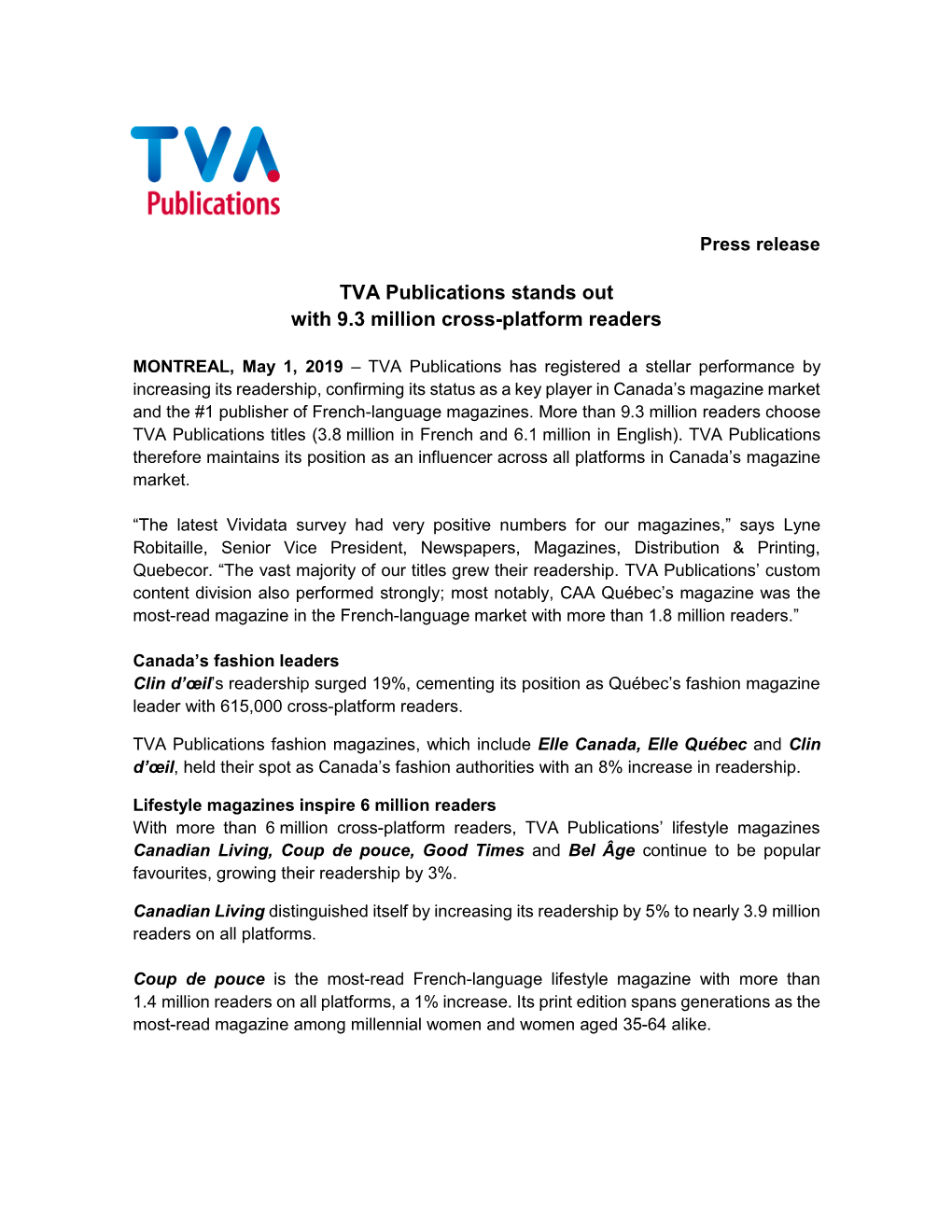 TVA Publications Stands out with 9.3 Million Cross-Platform Readers