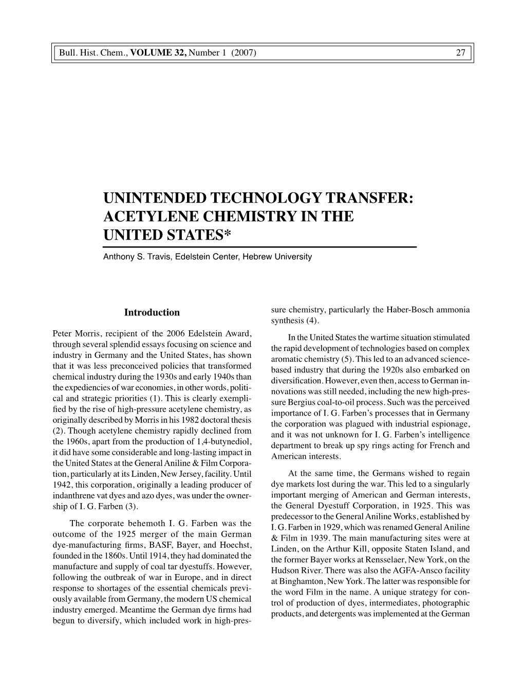 ACETYLENE CHEMISTRY in the UNITED STATES* Anthony S