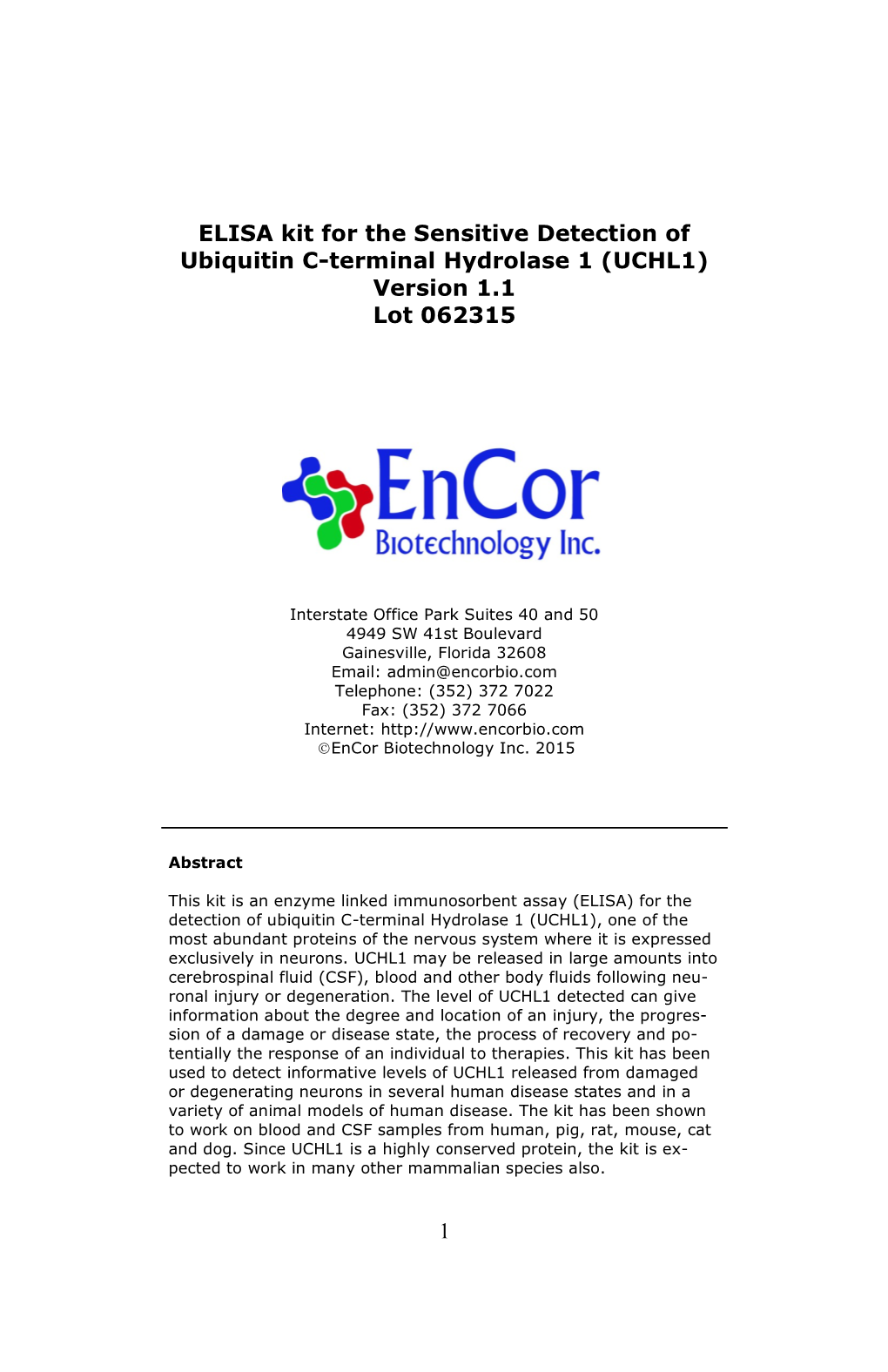 1 ELISA Kit for the Sensitive Detection of Ubiquitin