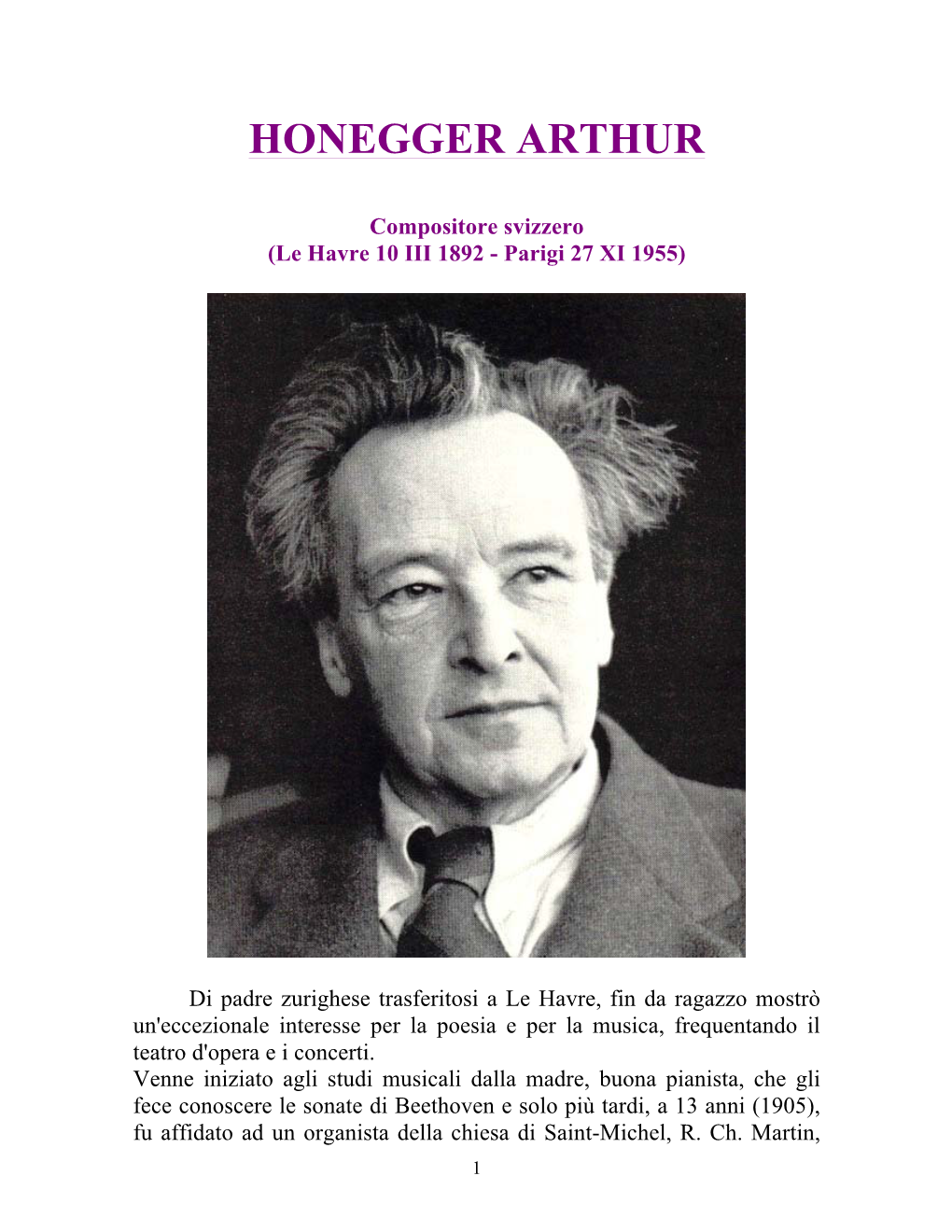 Honegger Arthur