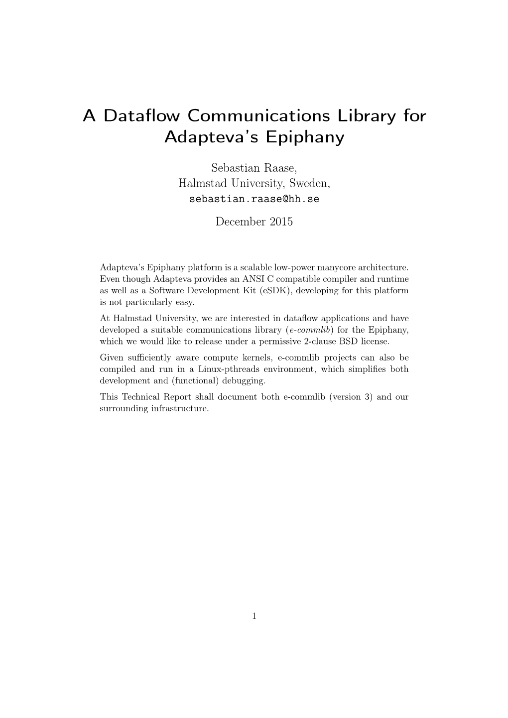 A Dataflow Communications Library for Adapteva's Epiphany