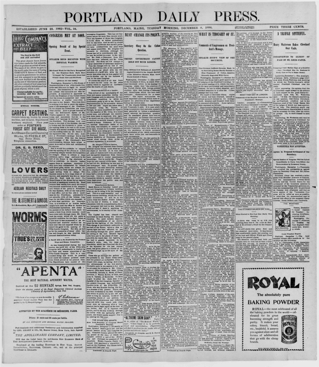 Portland Daily Press: December 8, 1896