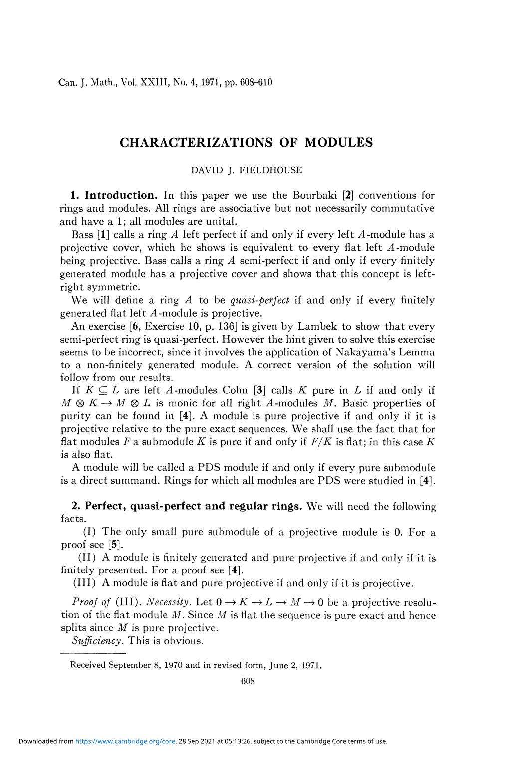 Characterizations of Modules
