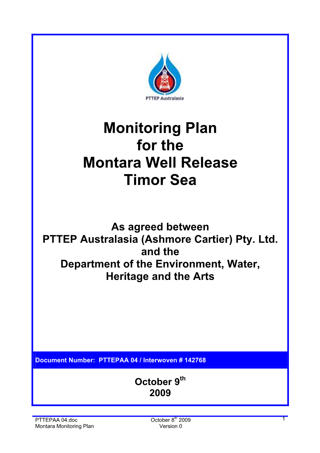 Monitoring Plan for the Montara Well Release Timor Sea