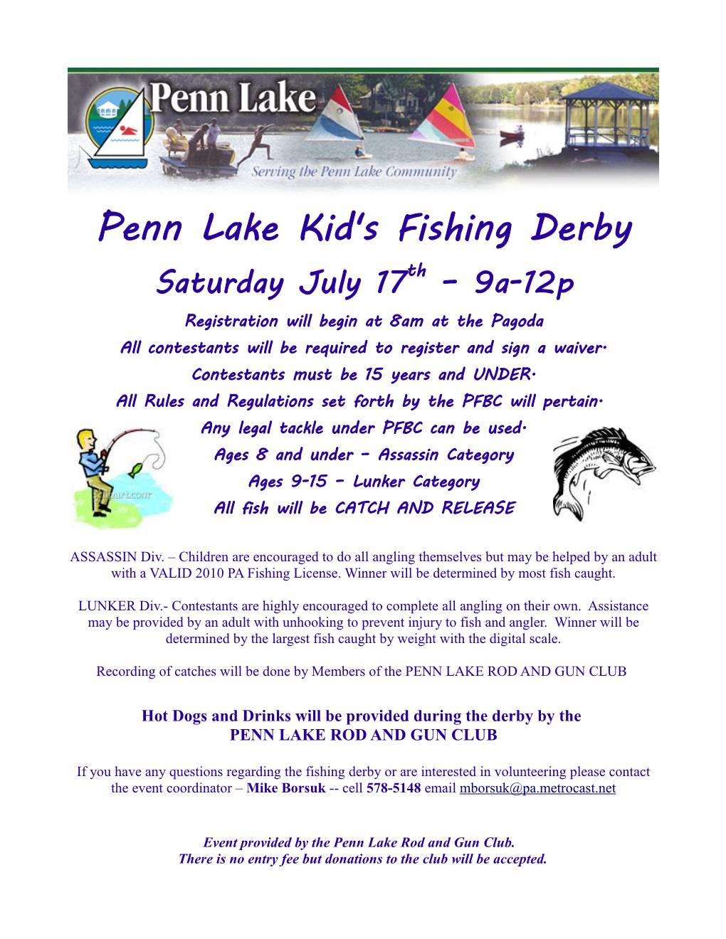 Penn Lake Kid's Fishing Derby