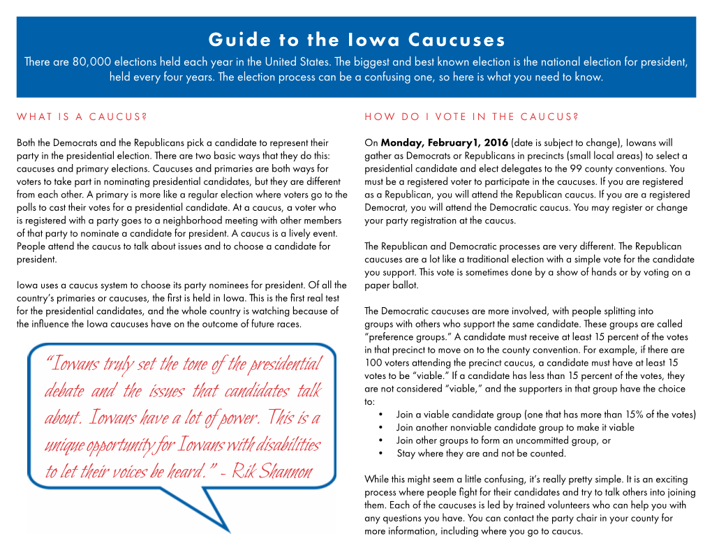 Guide to Iowa Caucuses