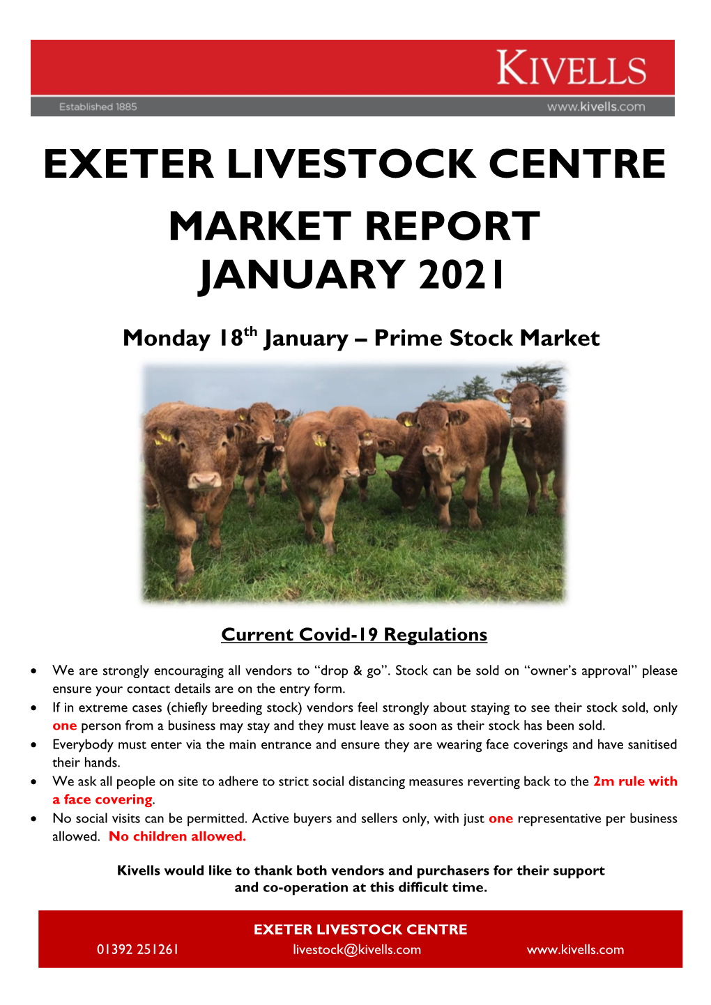 Exeter Livestock Centre Market Report January 2021