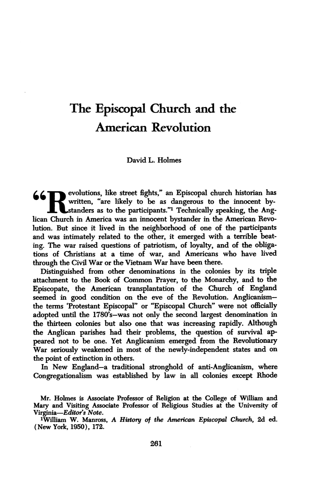 The Episcopal Church and the American Revolution