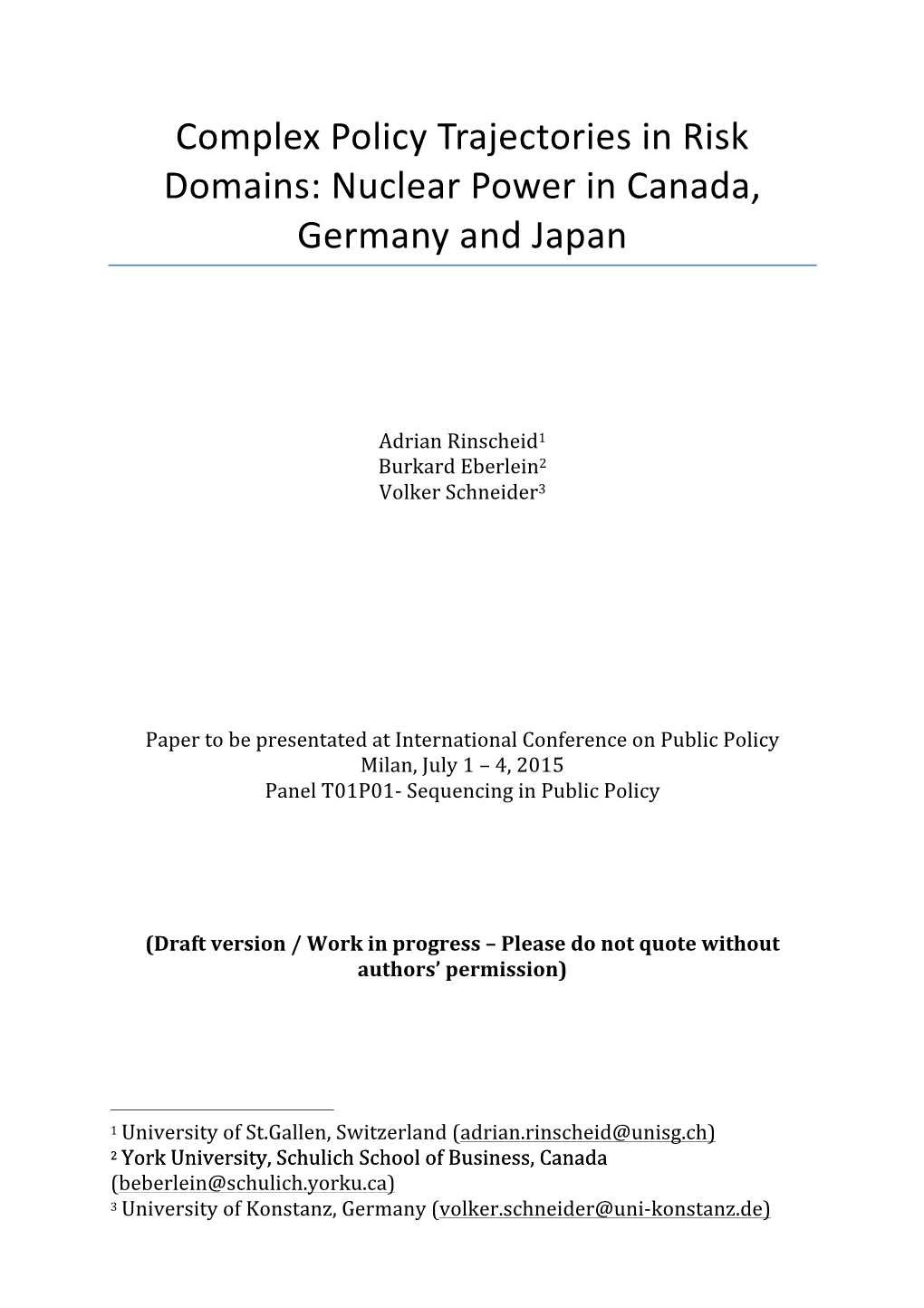 Nuclear Power in Canada, Germany and Japan