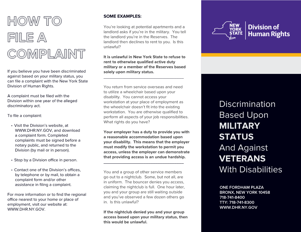 Discrimination Based Upon Military Status and Against Veterans with Disabilities