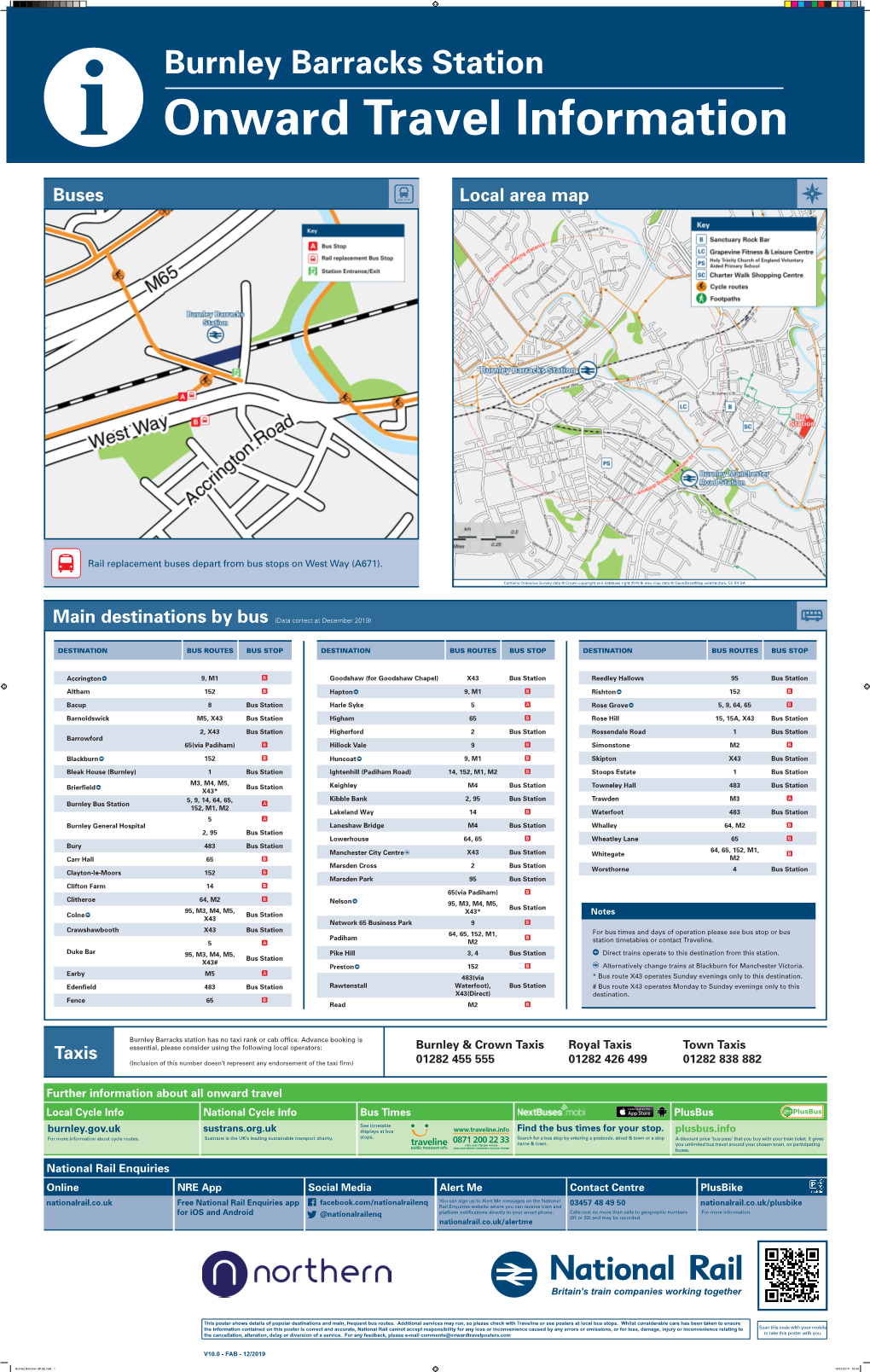 Burnley Barracks Station I Onward Travel Information Buses Local Area Map