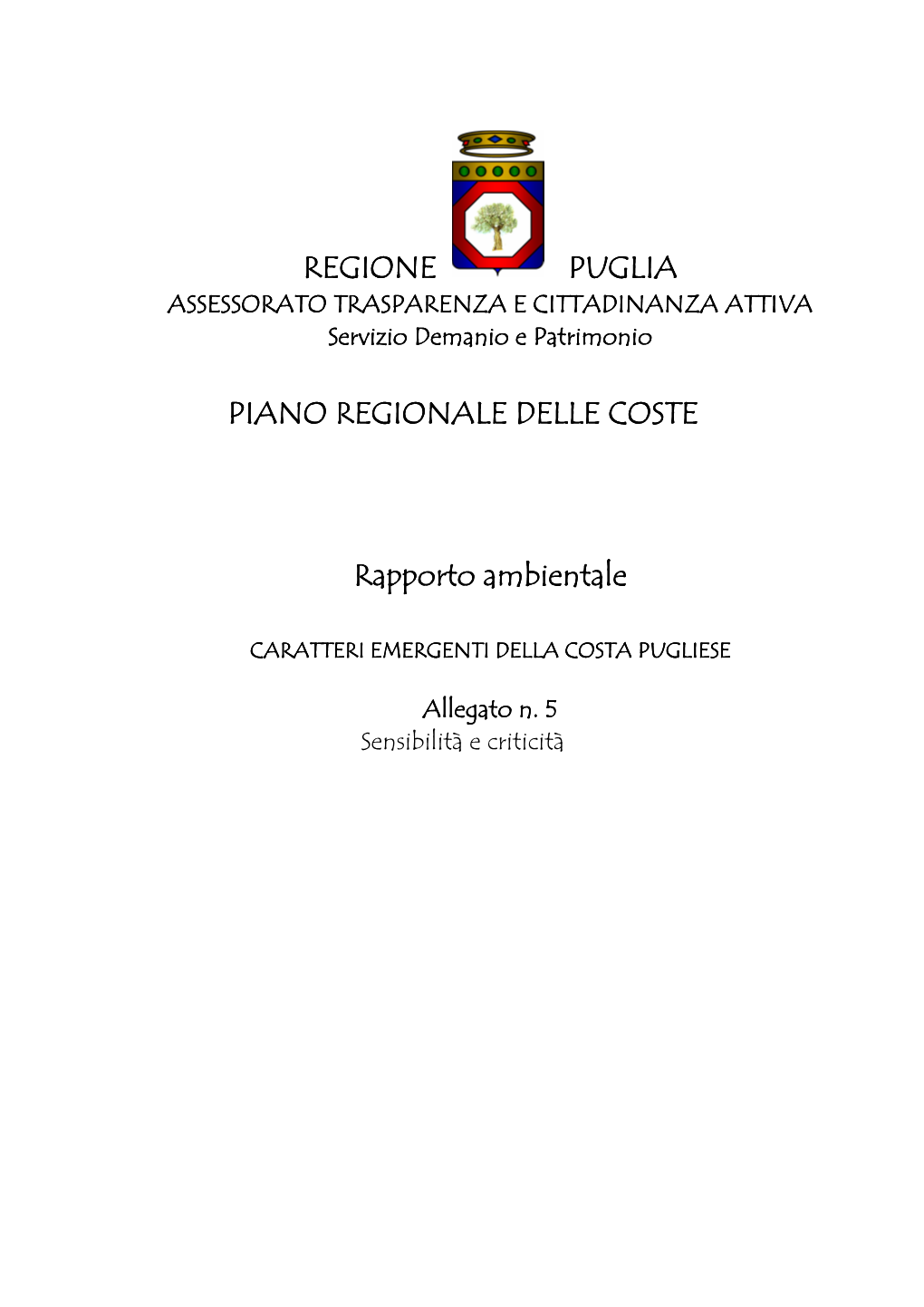 Regione Puglia Puglia Piano Regionale Delle Coste