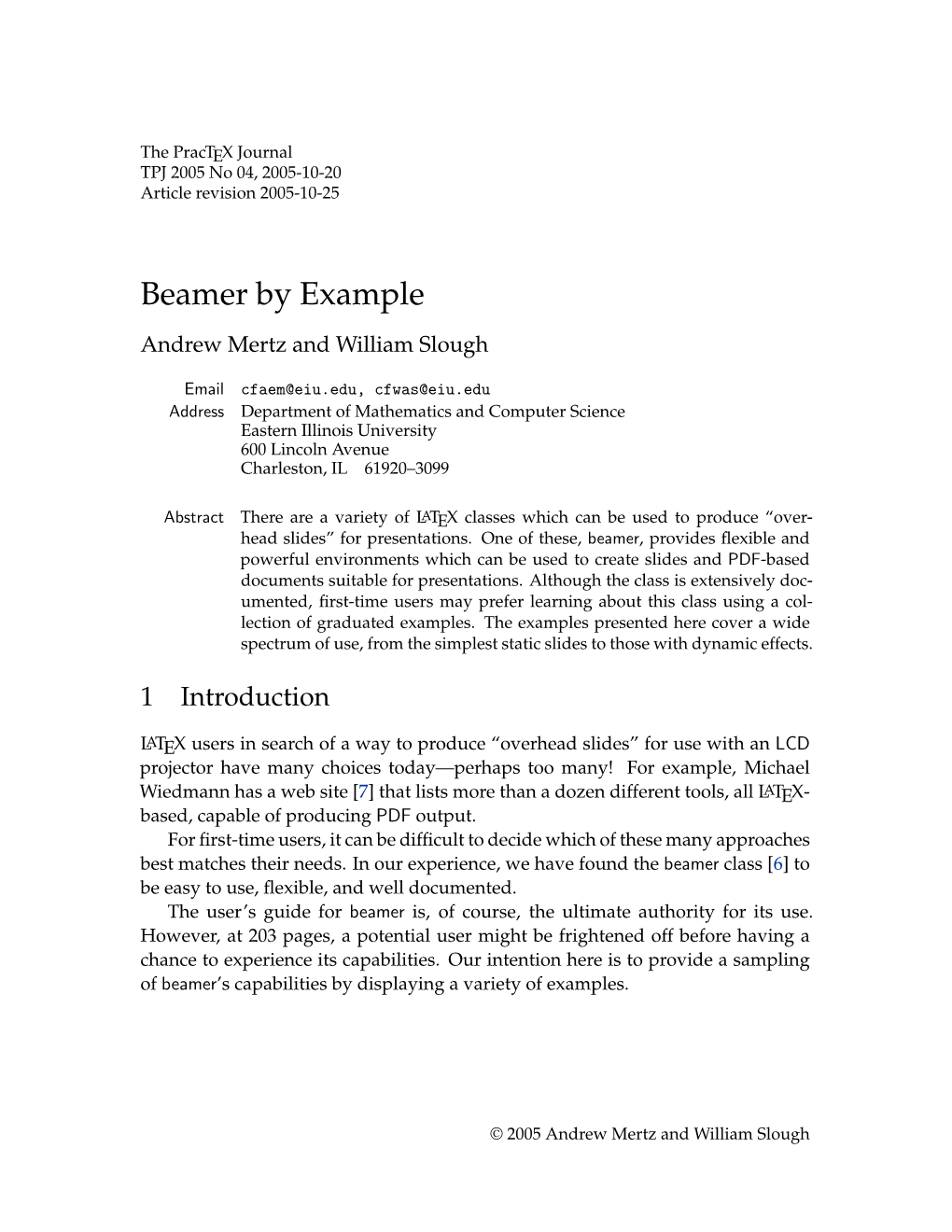 Beamer by Example Andrew Mertz and William Slough
