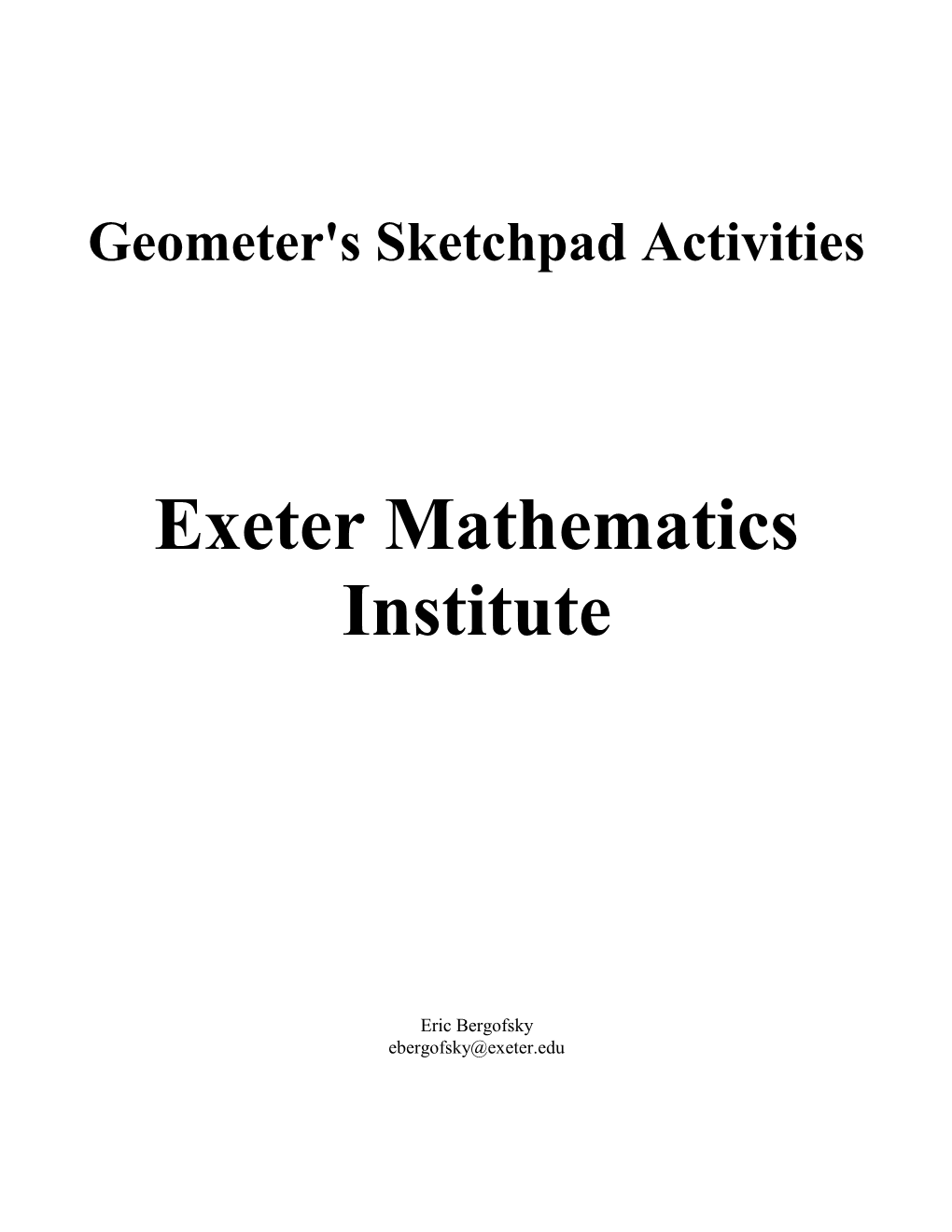 Geometer's Sketchpad Activities