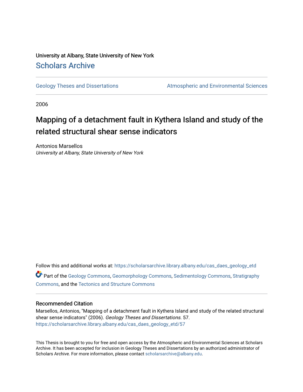 Mapping of a Detachment Fault in Kythera Island and Study of the Related Structural Shear Sense Indicators