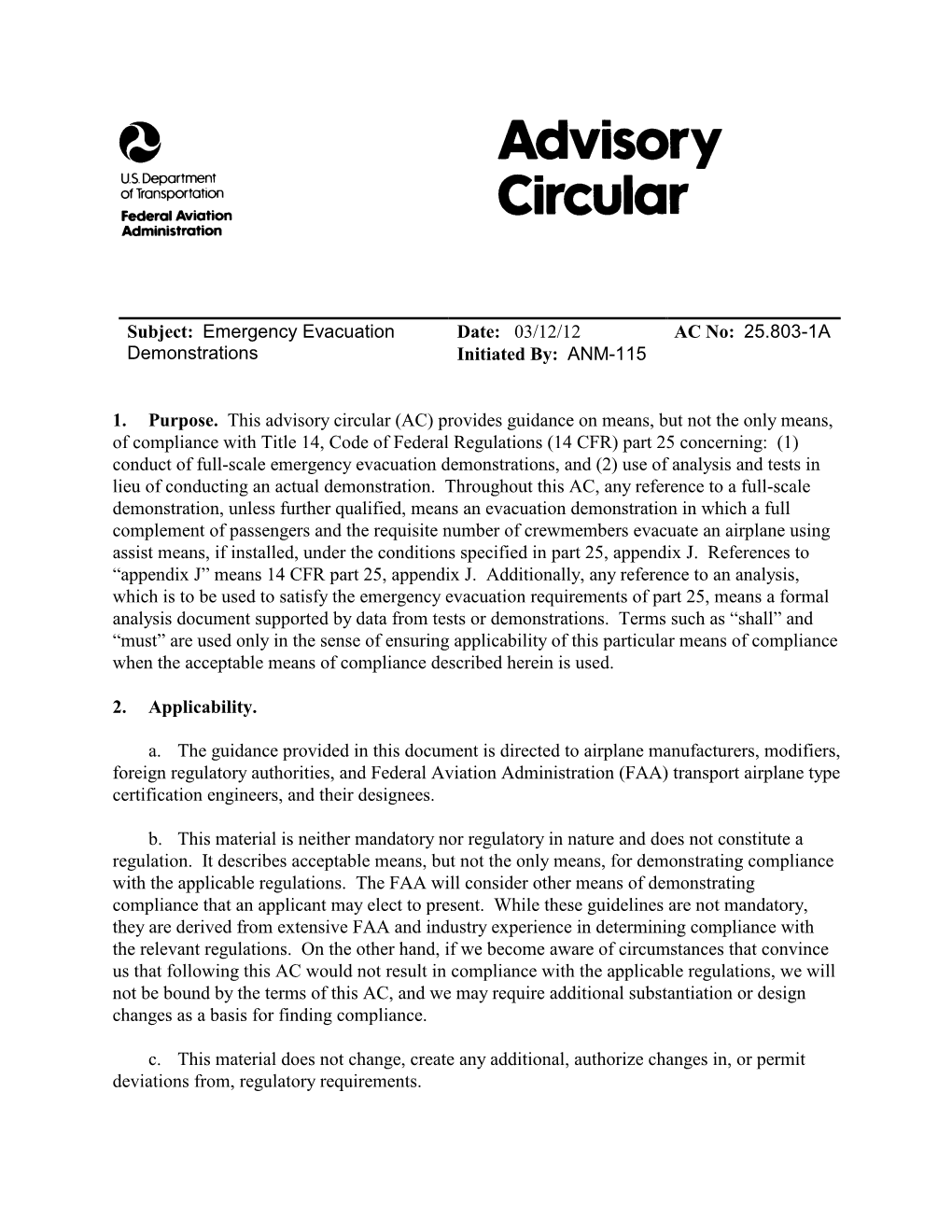 AC 25.803 Revision