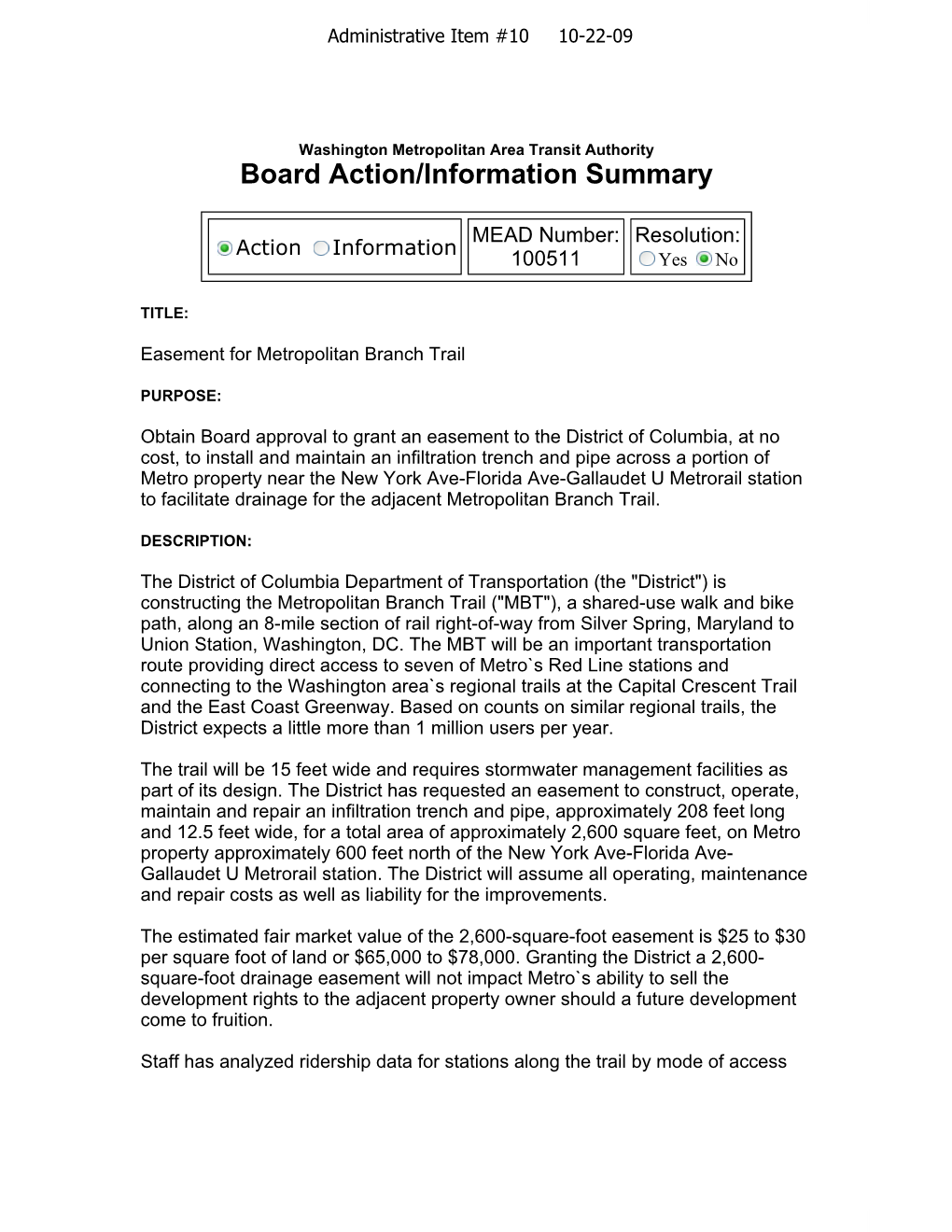 Board Action/Information Summary