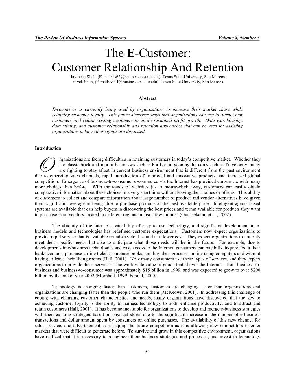 Customer Relationship and Retention