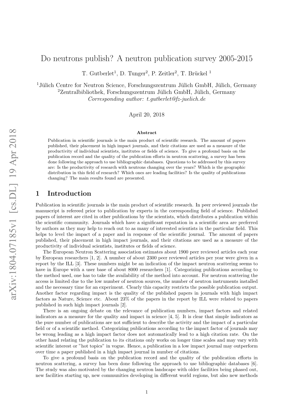 A Neutron Publication Survey 2005-2015