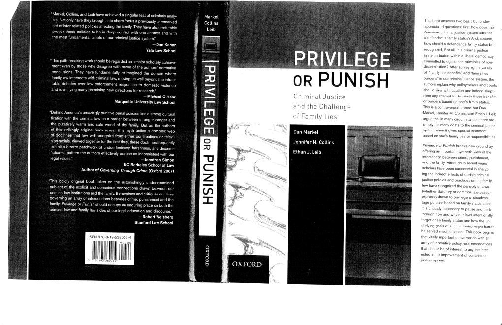 Privilege Or Punish: Criminal Justice and the Challenge of Family Ties