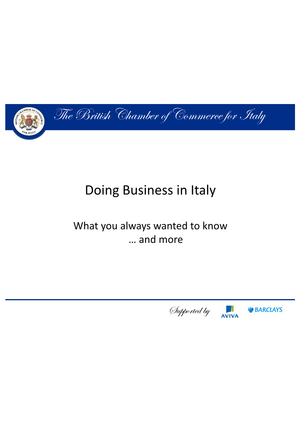 The British Chamber of Commerce for Italy