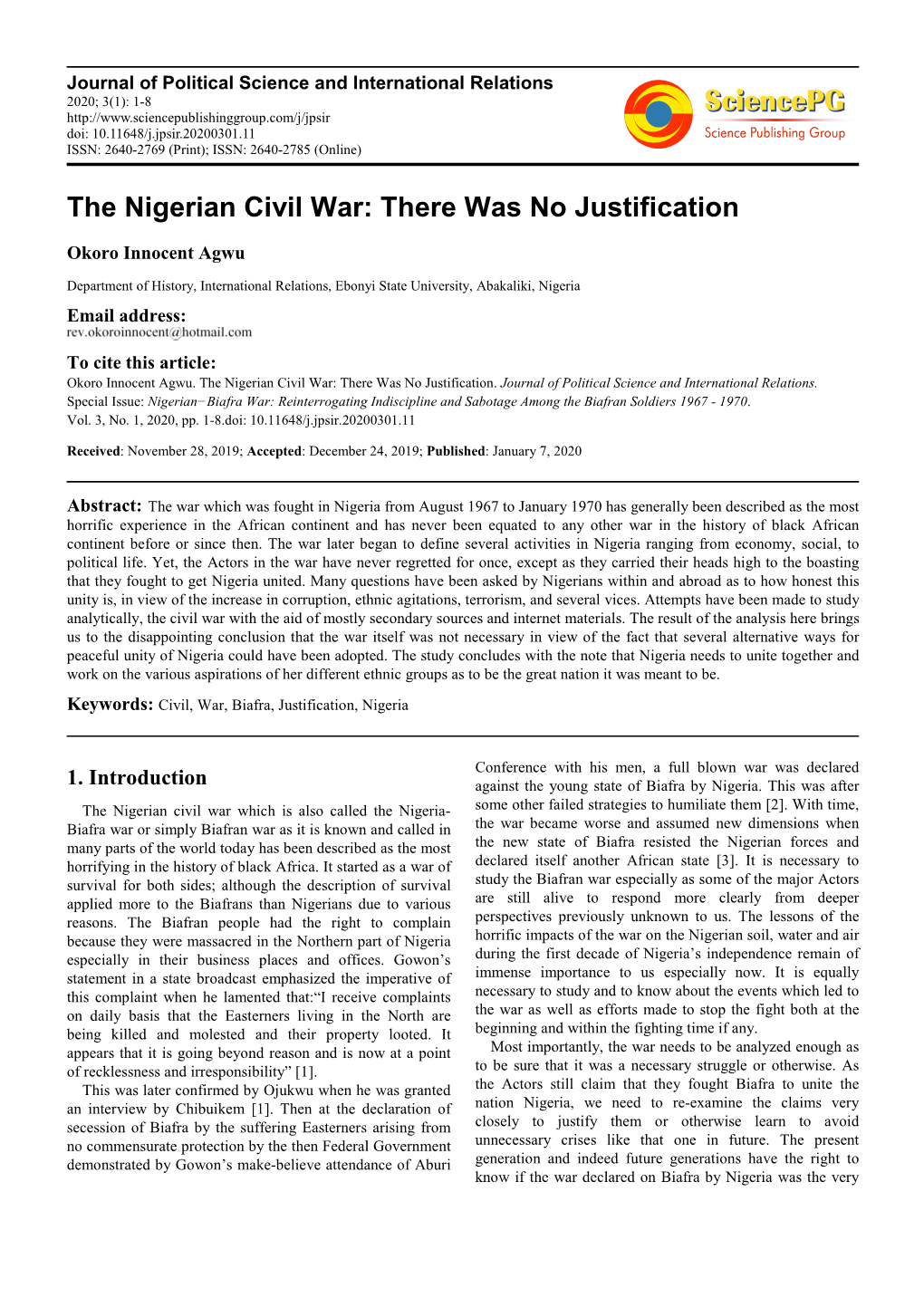 The Nigerian Civil War: There Was No Justification