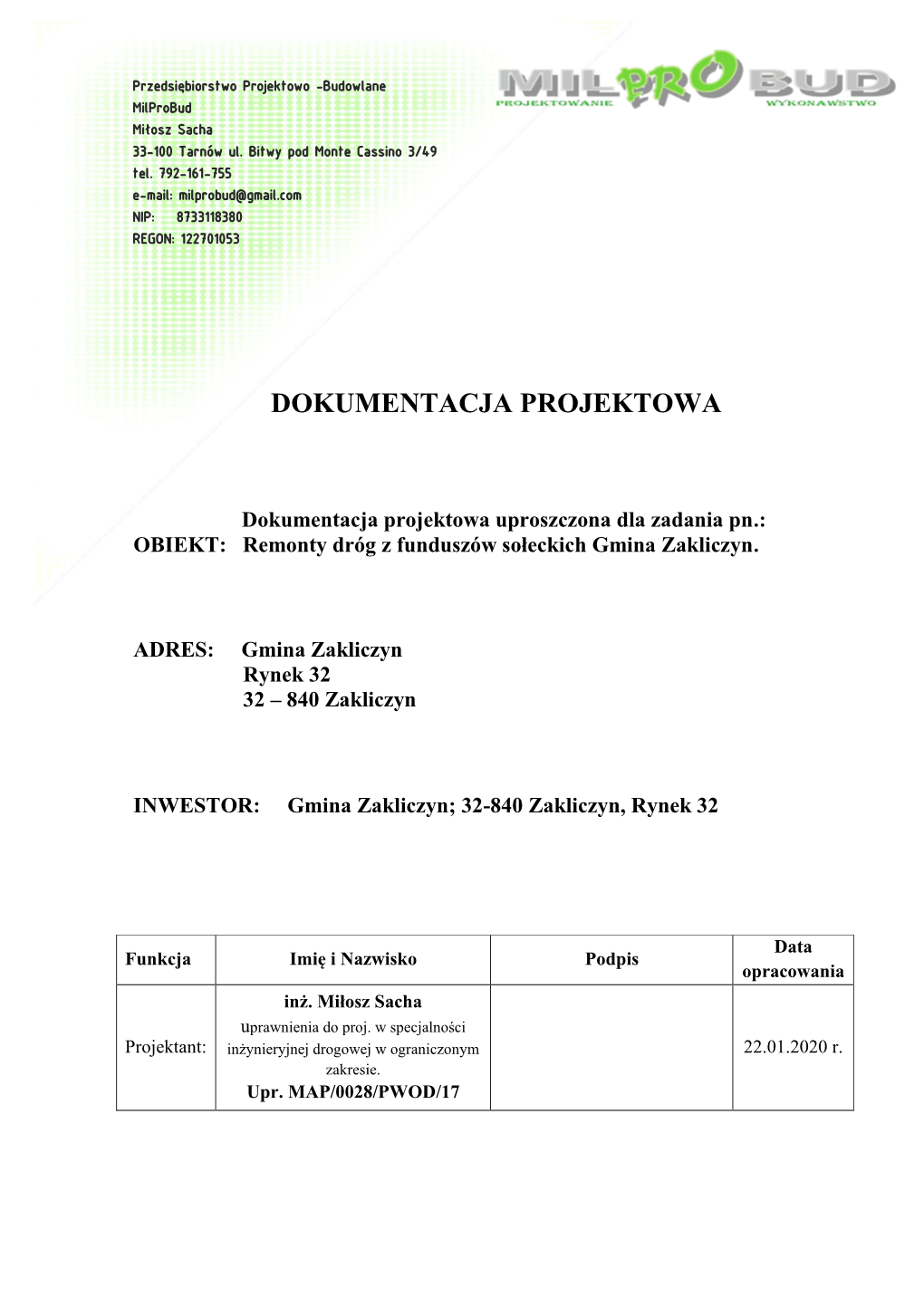 Dokumentacja Projektowa