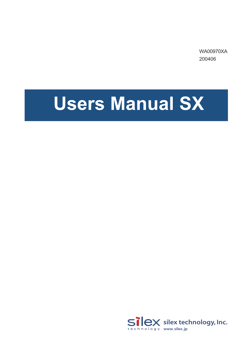 Users Manual SX Users Manual SX