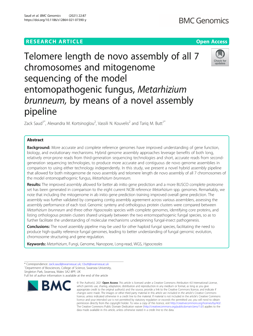 Telomere Length De Novo Assembly of All 7