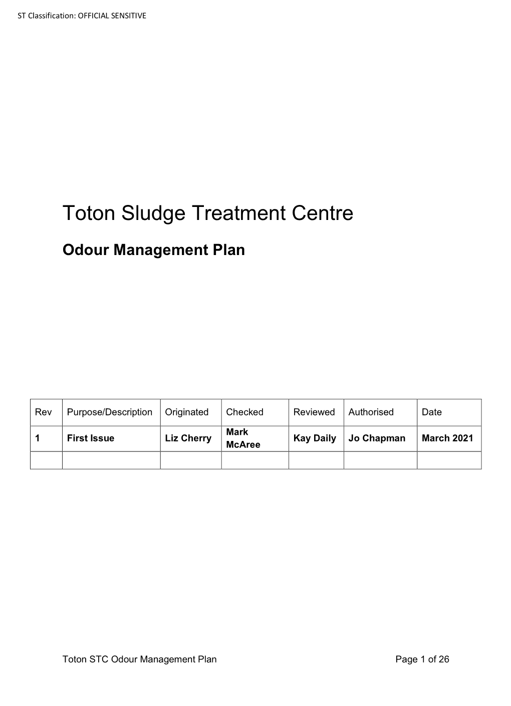 Odour Management Plan