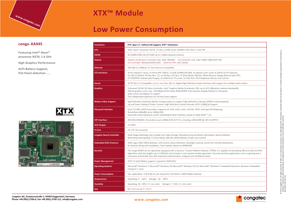 Low Power Consumption XTX™ Module