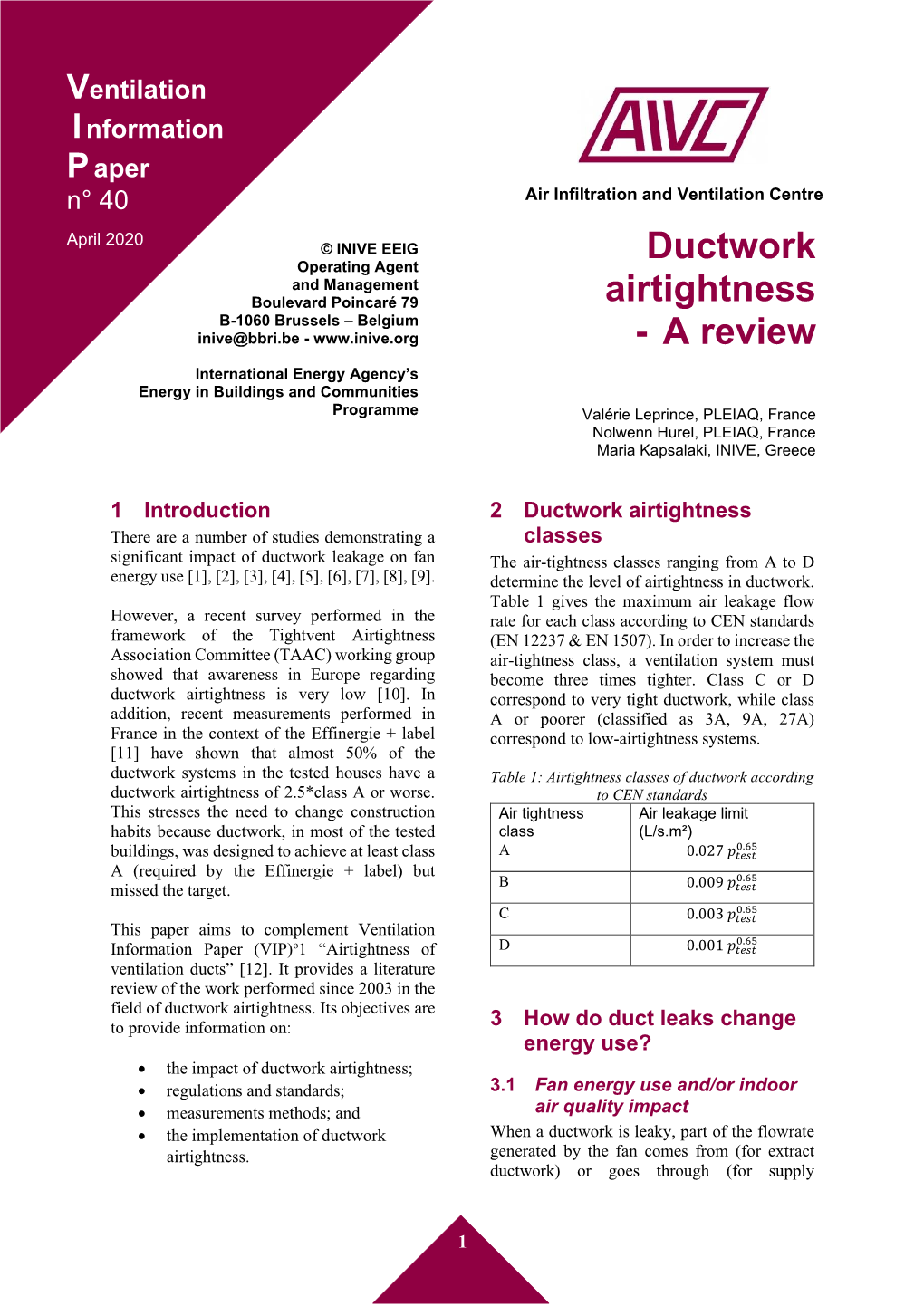 Ductwork Airtightness