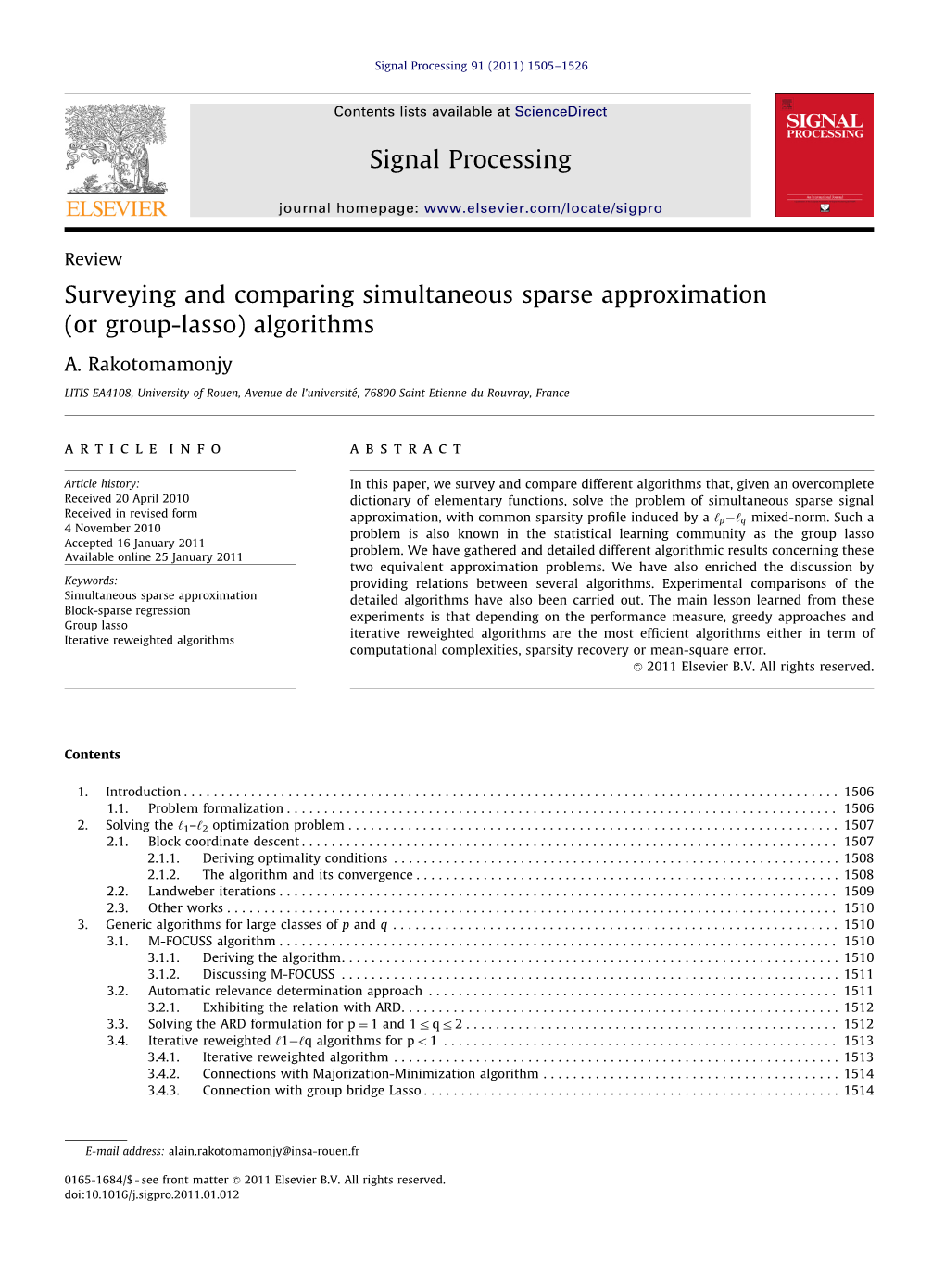 Surveying and Comparing Simultaneous Sparse Approximation (Or Group-Lasso) Algorithms