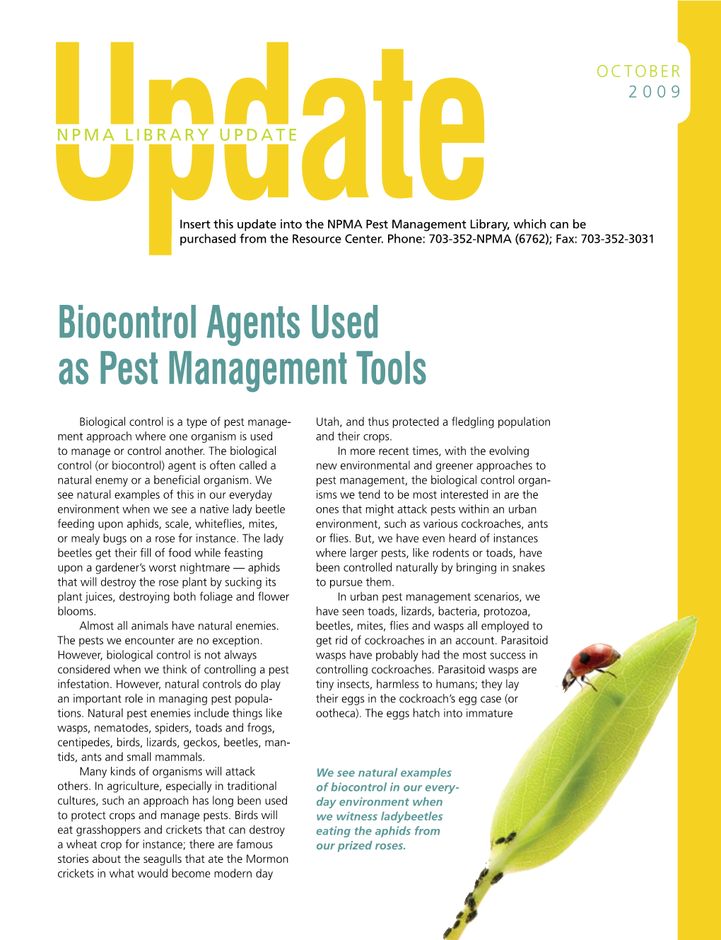 Biocontrol Agents Used As Pest Management Tools