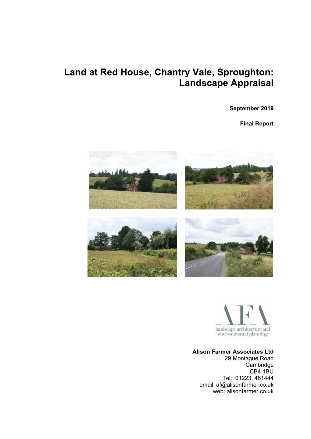 Land at Red House, Chantry Vale, Sproughton: Landscape Appraisal